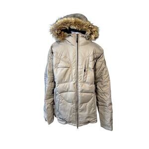 Columbia Tan Full House Hooded Coat Parka 450 Goose Down Fill MEDIUM Barely Worn